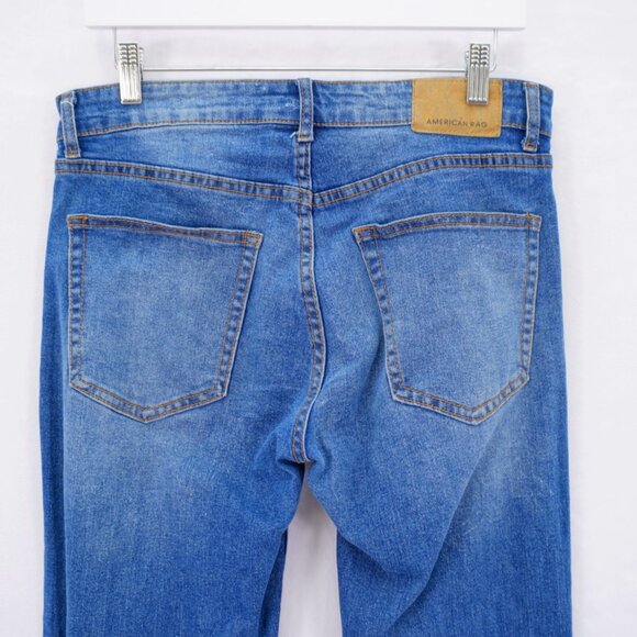 American Rag Comfort Stretch Blue Denim Jeans 31 / 31.5 Mid Rise Stone Wash Whis - Picture 6 of 10
